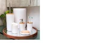 KIT BANHEIRO PLASVALE 6PC BRAN TP BAMBU